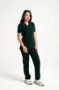 Green Elegant Medical Scrub Set – Women’s V-Neck Top Side zipper& Pants 